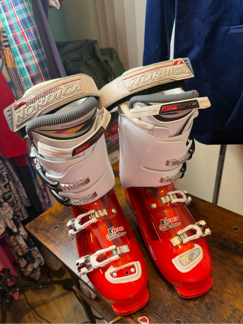 Nordica Red & White X100 Peed Machine Ski Boots 280/285 325 mm US10-10.5